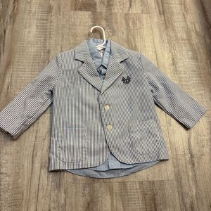 Kitestrings Blue Seersucker Blazer and Shirt 3T